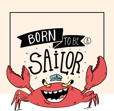 a crab with banner